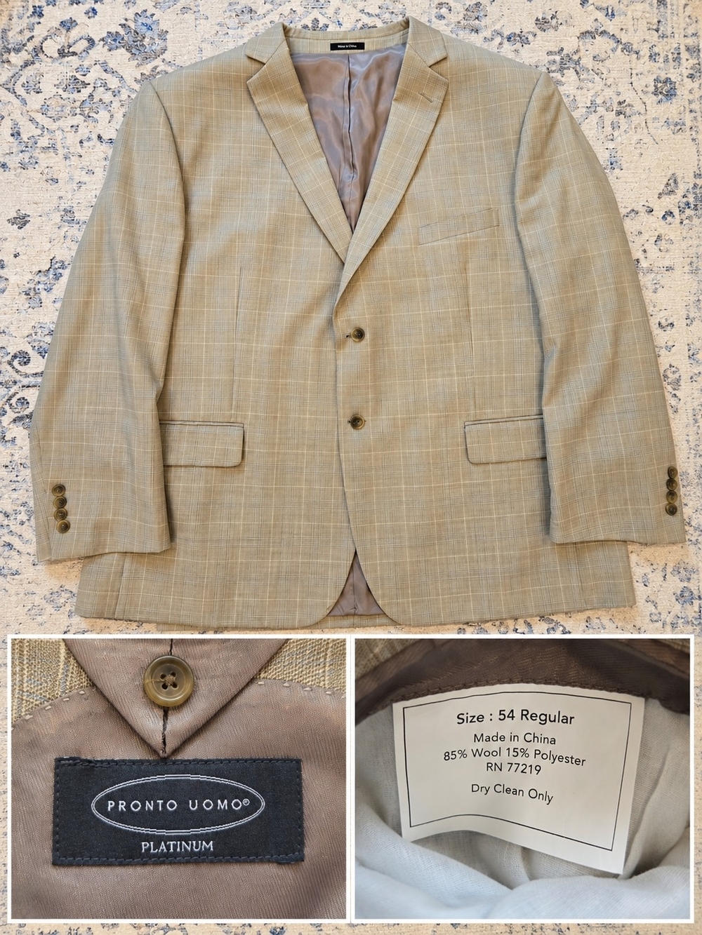 Pronto Uomo Light Tan Windowpane Sport Coat